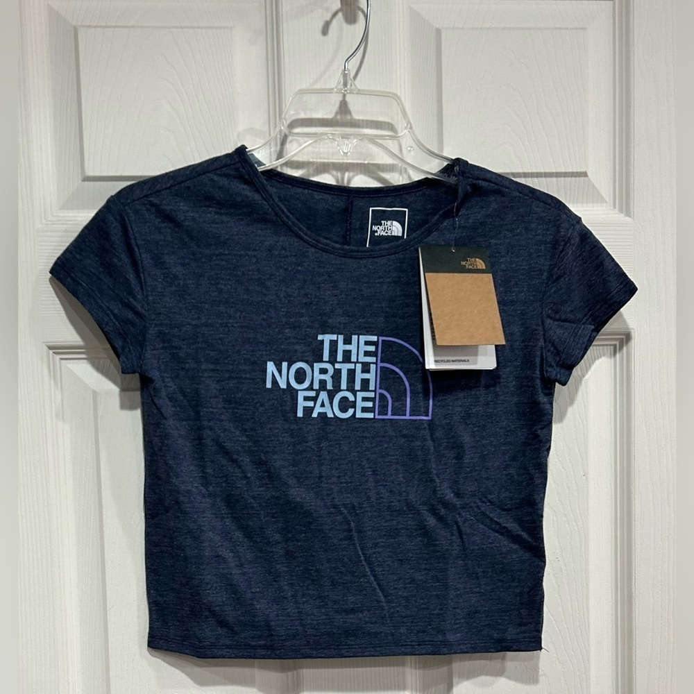 The North Face Girls Small Tri-Blend Graphic T-shirt Navy NWT Short Sleeve